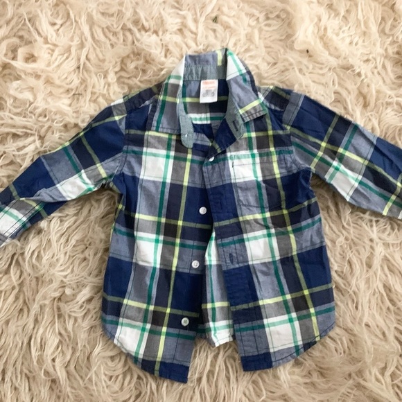 Gymboree | Long Sleeve Button Up Shirt 18-24 Month aPlaid Blue Green - Picture 4 of 9